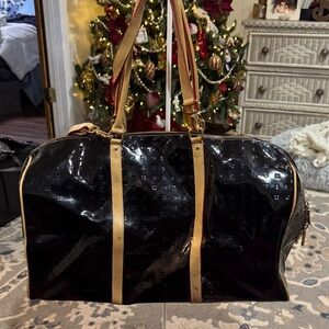 ARCADIA Classic Black Embossed Patent Leather Gateway XL Weekender Bag